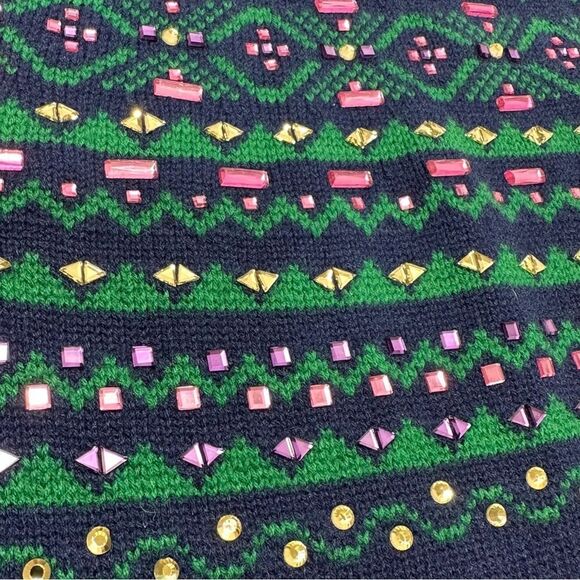 Talbots Lambswool Bejeweled Holiday Sweater Large - Picture 8 of 12